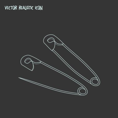 Çengelli iğne simgesi line öğesi. web mobil app logo tasarımı için temiz arka plan üzerinde izole çengelli iğne simgesi çizgi çizimi.