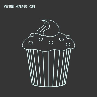Cupcake simgesi line öğesi. web mobil app logo tasarımı için temiz arka plan üzerinde izole cupcake simgesi çizgi çizimi.