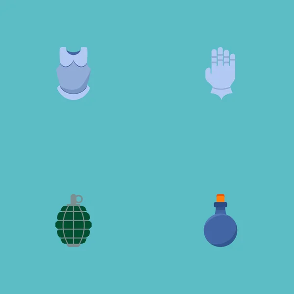 Set de pictograme de jocuri simboluri în stil plat cu mănușă, poțiune de mână, grenadă și alte pictograme pentru designul logo-ului aplicației mobile web . — Vector de stoc