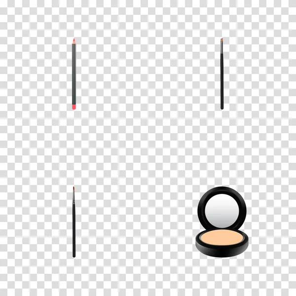 Conjunto de cosméticos símbolos realistas con palo cosmético, lápiz labial, polvo y otros iconos para el diseño del logotipo de su aplicación móvil web . — Archivo Imágenes Vectoriales