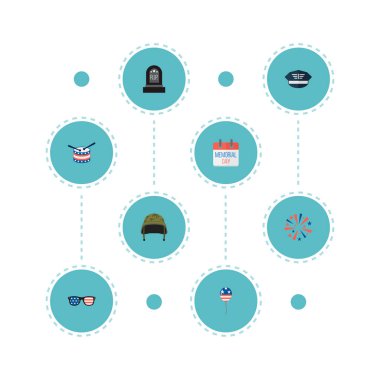 Takvim, balon, başlıklar ve diğer simgeler web mobil app logo tasarımı için geçmiş simgeler düz stil sembollerle kümesi.