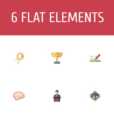 Toplantı, lider, sponsor ve diğer simgeler web mobil app logo tasarımı için projeler simgeler düz stil sembollerle kümesi.