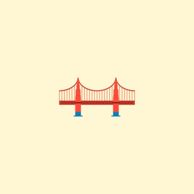 Golden gate simgesi düz öğe. Altın Kapı simgesi düz web mobil app logo tasarımı için temiz arka plan üzerinde izole vektör çizim.