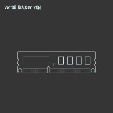 RAM simgesi line öğesi. Ram simgesi satır web mobil app logo tasarımı için temiz arka plan üzerinde izole vektör çizim.