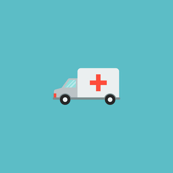 Ambulance icon flat element. Vector illustration of ambulance icon flat isolated on clean background for your web mobile app logo design.