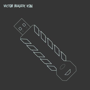 Flash sürücü simgesi line öğesi. web mobil app logo tasarımı için temiz arka plan üzerinde izole birden parlamak götürmek kutsal kişilerin resmi çizgi çizimi.