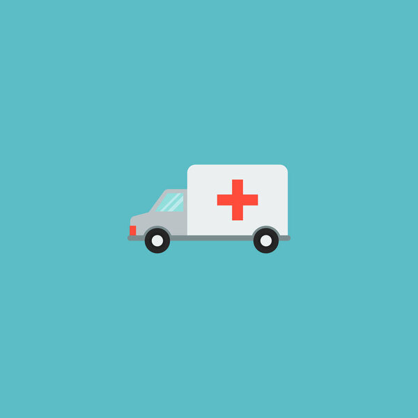 Ambulance icon flat element.  illustration of ambulance icon flat isolated on clean background for your web mobile app logo design.