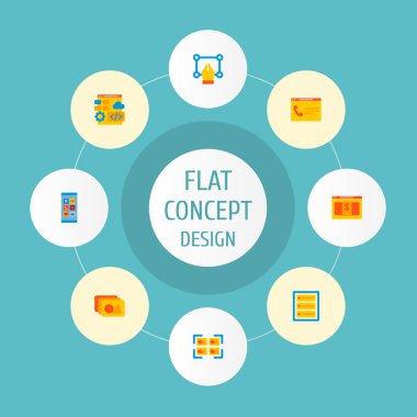 Web sitesi geliştirme simgeler düz stil sembolleri sayfa, web geliştirme, Fotoğraf Kitaplığı ve diğer simgeler web mobil app logo tasarımı için fiyatlandırma ile kümesi.