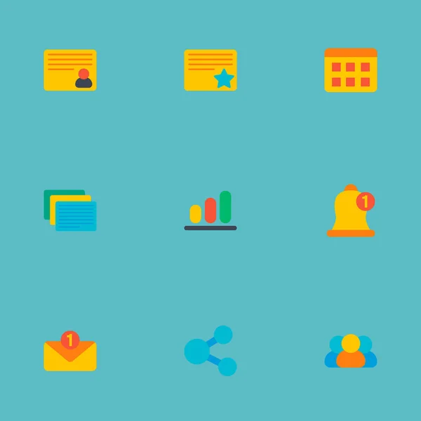 Set di icone di gestione simboli in stile piatto con attività personale, attività stellata, notifica e altre icone per la progettazione del logo dell'app mobile web . — Vettoriale Stock