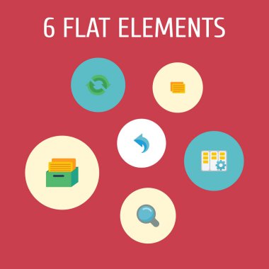 Set Görev Yöneticisi simgeleri düz stil sembolleri ile geri alma, vazife müdür, arama ve diğer simgeler web mobil app logo tasarımı için.