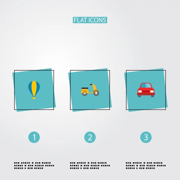 Set von Auto-Symbolen flache Stil-Symbole mit Auto, Moped, Luftballon und andere Symbole für Ihre Web-Mobile-App-Logo-Design. — Stockfoto