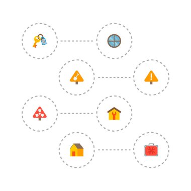 Uyarı, Evrensel araç kutusu, ev ve diğer simgeler web mobil app logo tasarımı için sanayi simgeleri düz stil sembollerle kümesi.