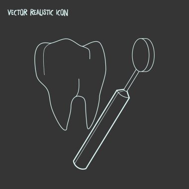 Diş Ayna simgesi line öğesi. Diş Ayna simgesi satır web mobil app logo tasarımı için temiz arka plan üzerinde izole vektör çizim.