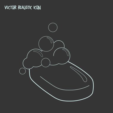 Sabun simgesi line öğesi. Sabun simgesi satır web mobil app logo tasarımı için temiz arka plan üzerinde izole vektör çizim.