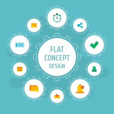 Set Görev Yöneticisi simgeleri düz stil sembolleri ile gelen kutusu, paylaşım, bildirim ve diğer simgeler web mobil app logo tasarımı için.