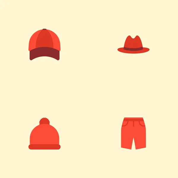 Conjunto de ícones de vestuário símbolos de estilo plano com boné de beisebol, gorro, panamá e outros ícones para o design do logotipo do seu aplicativo móvel web . —  Vetores de Stock