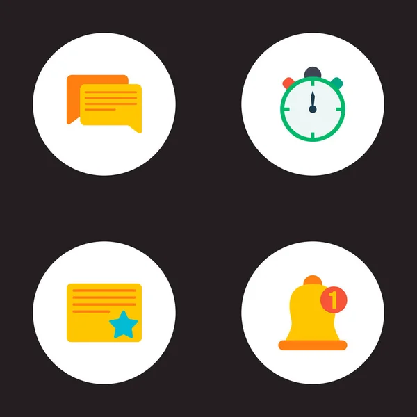 Conjunto de iconos del proyecto símbolos de estilo plano con temporizador, tarea estrellada, comentarios y otros iconos para el diseño del logotipo de su aplicación móvil web . — Vector de stock