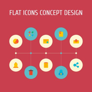 Set Görev Yöneticisi simgeleri düz stil sembollerle Sil, gelen kutusu, görev yönetim kurulu ve diğer simgeler web mobil app logo tasarımı için.