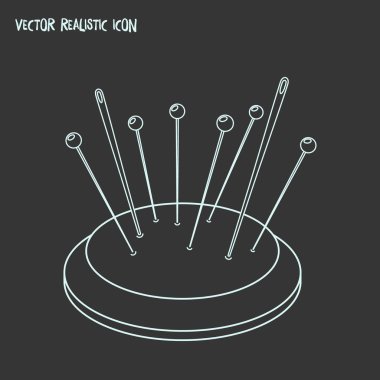 İğnelik simgesi line öğesi. Web mobil app logo tasarımı için temiz arka plan üzerinde izole iğne yastığı simgesi çizgi vektör çizim.