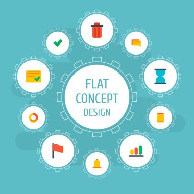 Küme yönetim simgeleri düz stil sembollerle anımsat, tam, Yorumlar ve diğer simgeler web mobil app logo tasarımı için.