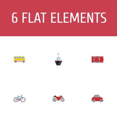 Otobüs, taşıma, gemi ve diğer simgeler web mobil app logo tasarımı için otomatik simgeler düz stil sembollerle kümesi.