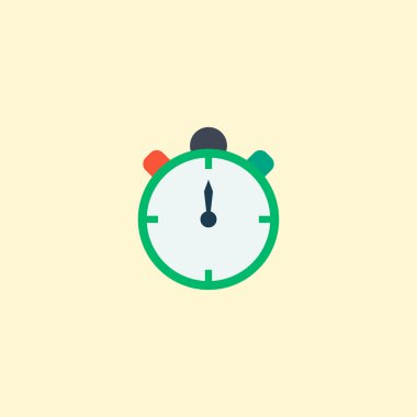 Zamanlayıcı simgesi düz öğe. Zamanlayıcı simgesi düz web mobil app logo tasarımı için temiz arka plan üzerinde izole vektör çizim.