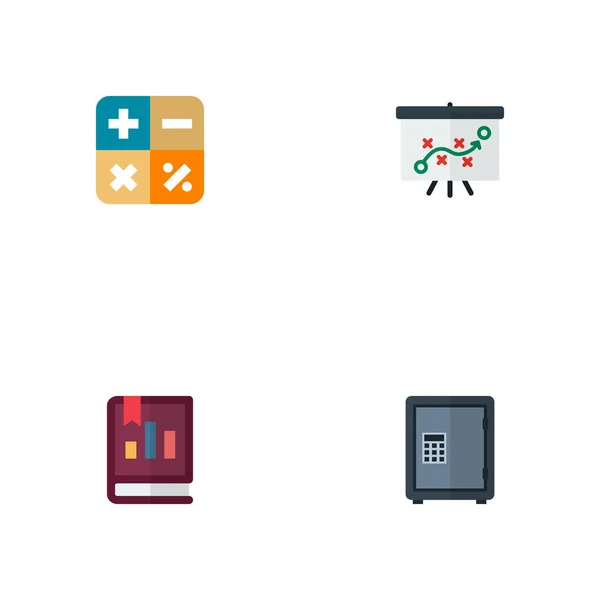 Набор иконок плоского стиля с годовым отчетом, стратегией, депозитами и другими иконками для дизайна логотипа вашего мобильного веб-приложения . — стоковый вектор