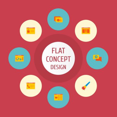 Web sitesi geliştirme simgeler düz stil sembolleri Fotoğraf Arşivi, iletişim sayfası, resim ve diğer simgeler web mobil app logo tasarımı için kümesi.