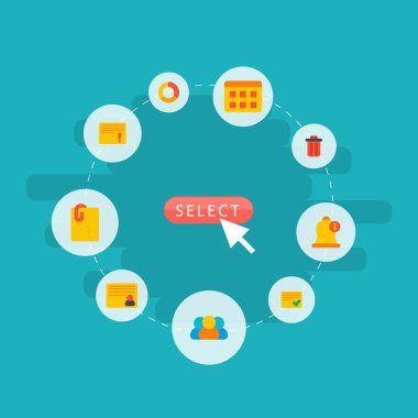 Proje simgeleri düz stil sembolleri ile önemli görev, kişisel görev kümesini eklemek dosya ve diğer simgeler web mobil app logo tasarımı için.