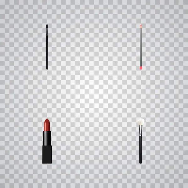 Set Maquillage Realistische Symbolen Met Lip Potlood Gezicht Schilderen Lippenstift — Stockfoto