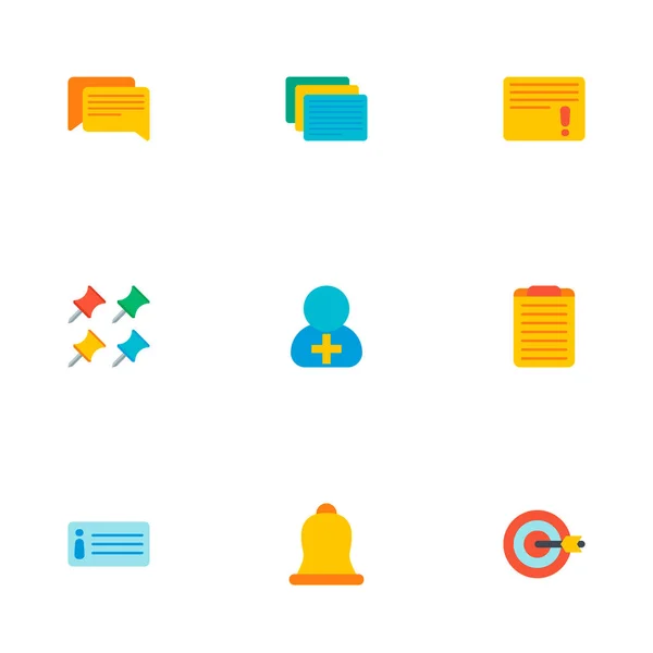 Set Management Icons Flat Style Symbols Comments Different Pins Goal — Stock Vector