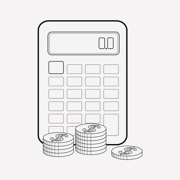 予算電卓アイコン ライン要素。ウェブ モバイル アプリのロゴ デザインのきれいな背景に分離された予算電卓アイコン ラインのベクトル イラスト. — ストックベクタ