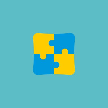 Simge düz öğe bulmaca. illüstrasyon izole web mobil app logo tasarımı için temiz arka plan üzerinde düz bulmaca simgesinin.