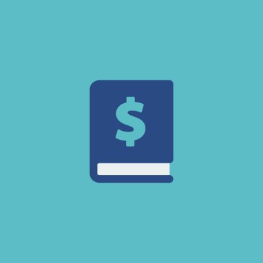 Finans kitap simgesi düz öğe. illüstrasyon izole web mobil app logo tasarımı için temiz arka plan üzerinde düz finans kitap simgesinin.