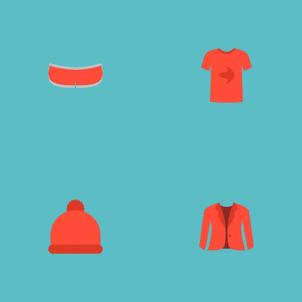 Set Icone Abbigliamento Simboli Stile Piatto Con Giacca Berretto Biancheria — Foto Stock