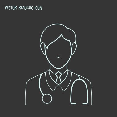 Doktor simgesi line öğesi. Doktor simgesi satır web mobil app logo tasarımı için temiz arka plan üzerinde izole gösteren resim.