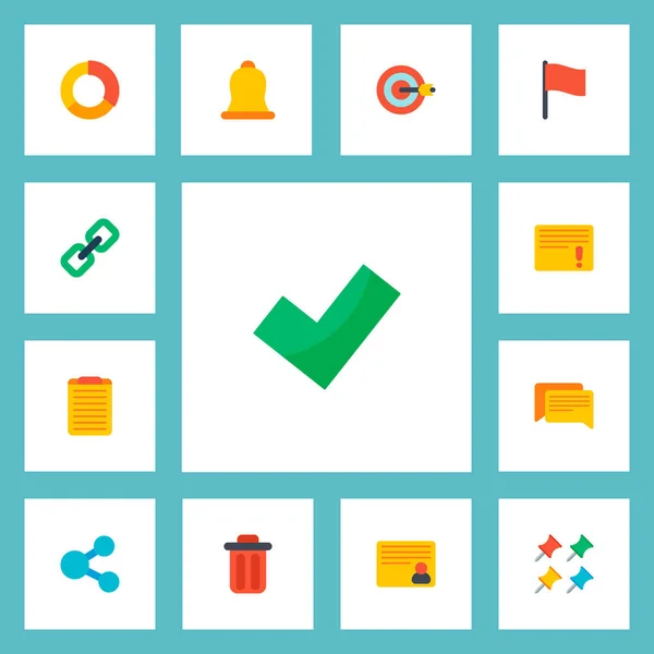 Conjunto de iconos de administrador de tareas de estilo plano símbolos con recordar, compartir, eliminar y otros iconos para el diseño del logotipo de su aplicación móvil web . — Foto de Stock