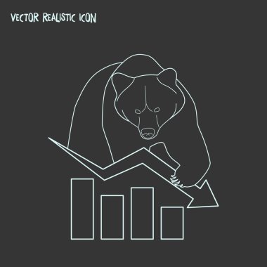 Pazar simgesi line öğesi ayı. Web mobil app logo tasarımı için temiz arka plan üzerinde izole ayı Pazar simgesi çizgi vektör çizim.