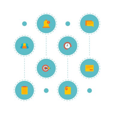 Set of project icons flat style symbols with task board, goal, attach file and other icons for your web mobile app logo design.