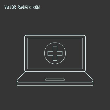 Online Sağlık simgesi line öğesi. online sağlık simgesi satır web mobil app logo tasarımı için temiz arka plan üzerinde izole gösteren resim.