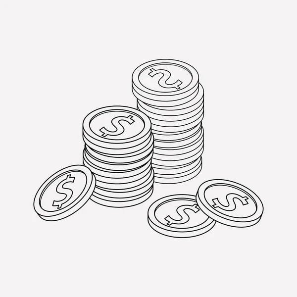 Münzen gestapelt Symbolzeilenelement. Illustration von Münzen gestapelt Symbolzeile isoliert auf sauberem Hintergrund für Ihre Web-Mobile-App-Logo-Design. — Stockfoto