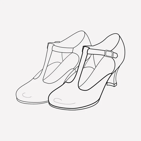 T-correa zapatos icono elemento de línea. ilustración de la línea de iconos de zapatos t-strap aislados en un fondo limpio para el diseño del logotipo de su aplicación móvil web . —  Fotos de Stock