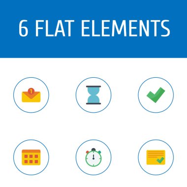 Kum saati, eksiksiz, gelen kutusu ve diğer simgeler web mobil app logo tasarımı için yönetim simgeleri düz stil sembollerle kümesi.