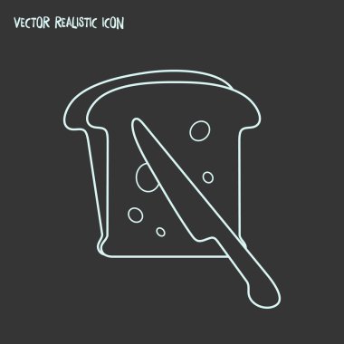 Tost ekmek simgesi satır öğesi. Web mobil uygulama logo tasarımı için temiz arka plan üzerinde izole tost ekmek simgesi satırı vektör illüstrasyon.