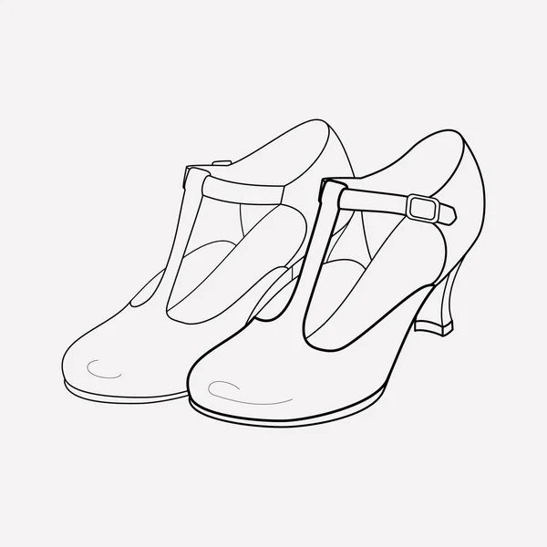 T-strap shoes icon line element. Vector illustration of t-strap shoes icon line isolated on clean background for your web mobile app logo design. — Stock Vector
