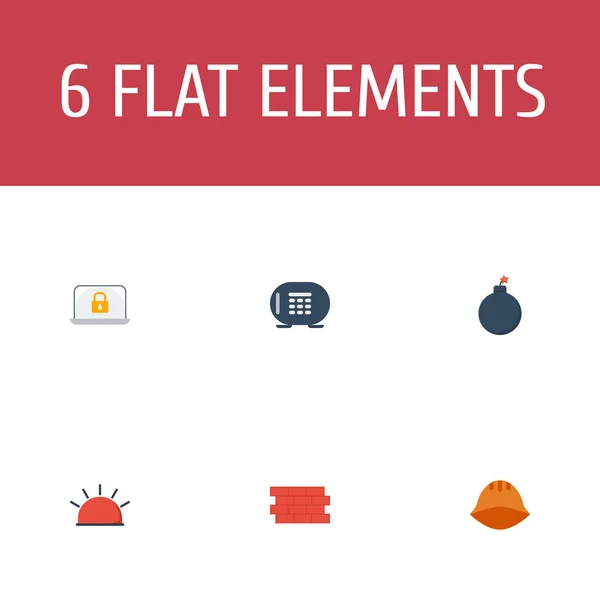 Ensemble d'icônes d'achat de symboles de style plat avec alarme, casque, bombe et autres icônes pour la conception de logo de votre application mobile Web . — Image vectorielle