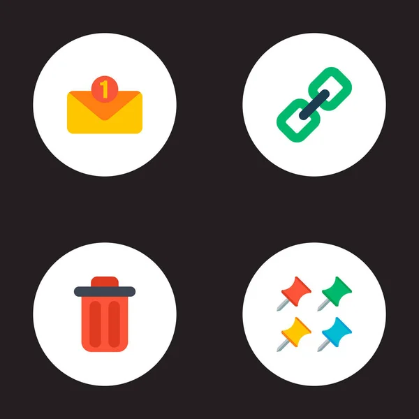 Satz von Management-Symbolen flache Stil-Symbole mit Posteingang, verschiedene Pins, löschen und andere Symbole für Ihre Web-Mobile-App-Logo-Design. — Stockvektor