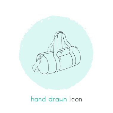 Spor çantası simgesini line öğesi. spor çantası simgesini satır web mobil app logo tasarımı için temiz arka plan üzerinde izole gösteren resim.