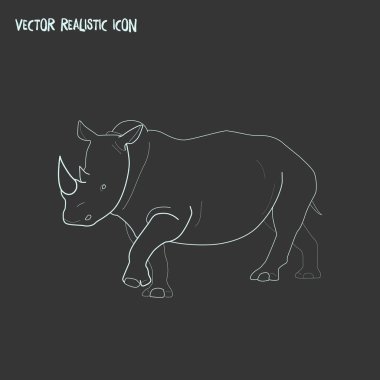 Gergedan simgesi line öğesi. web mobil app logo tasarımı için temiz arka plan üzerinde izole gergedan simgesi çizgi çizimi.