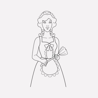 Hizmetçi simgesi line öğesi. web mobil app logo tasarımı için temiz arka plan üzerinde izole hizmetçi simgesi çizgi çizimi.